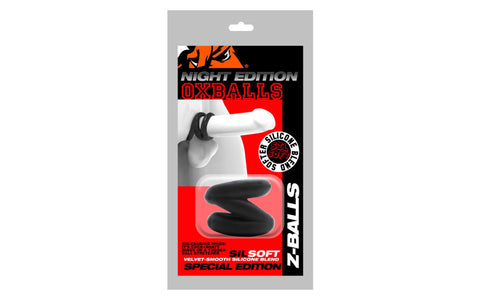 OxBalls Z Balls Zig Zag Cock Ring and Ball Stretcher Night Edition - Ball and Cock Toys
