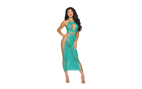 Dreamgirl Body Stocking Halter Gown Agate OS - Kimono's and Gowns