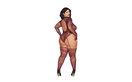 Dreamgirl Womens Teddy Body Stocking Burgundy OS - Body Stockings