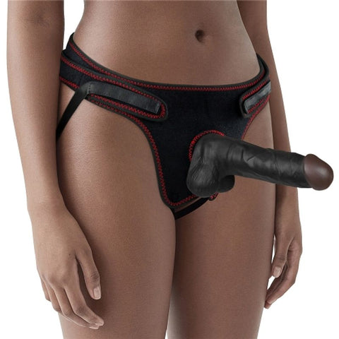 Lovetoy 7.5 Inches Easy Strap On Dildo Set Black - Strap On Sextoys