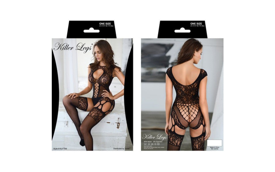 Yelete Lace Me Up Fishnet Sexy Womens Bodysuit Teddies and Bodysuits