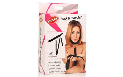 Frisky Neoprene Collar And Leash Set Black - Collars and Leads