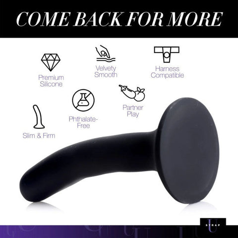 XR Brands Strap-U Black Silicone Strap-On Dildo Small - Non-Realistic Dildos