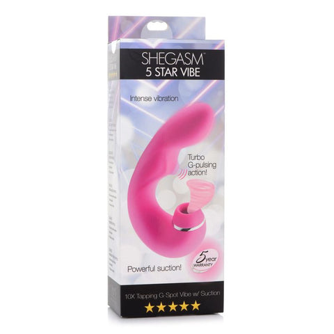 Shegasm 5 Star 10X Tapping G-Spot Vibe With Suction Pink - G-Spot Vibrators