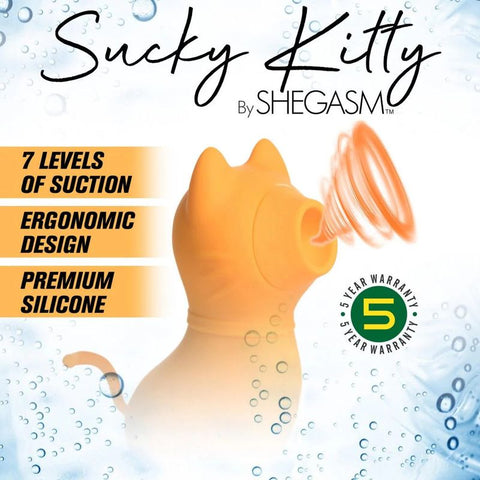 Shegasm Sucky Kitty 7X Clitoral Stimulator Orange - Clit Ticklers and Pulsators