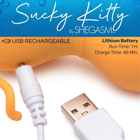Shegasm Sucky Kitty 7X Clitoral Stimulator Orange - Clit Ticklers and Pulsators