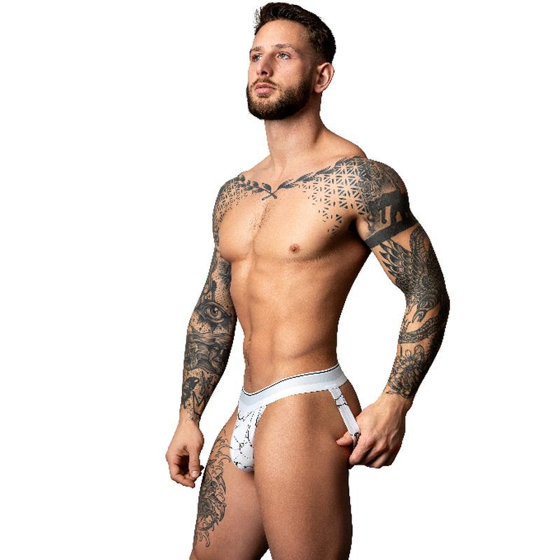 Male Power Marble Print Male Jock Strap White S M Jocks and G-Strings