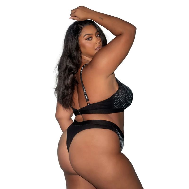 Playboy Disco Fever 2 Piece Bra and Panty Set Black Bras and Bra Sets