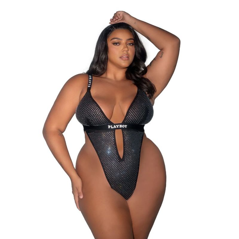 Playboy Disco Fever Sexy Womens Teddy Black Teddies and Bodysuits