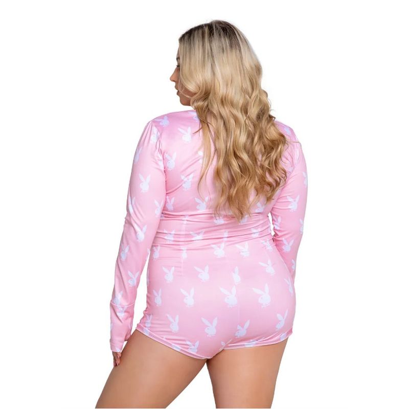 Playboy Slumber Bunny Sexy Womens Romper Pink Teddies and Bodysuits