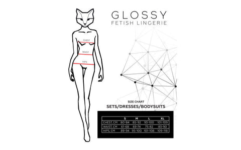 Glossy Sheril 3 Piece Womens Wetlook Dress Set Black - Her Fetish