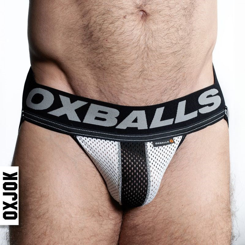 Oxballs Airmesh Swagger Mens Jockstrap Ice White Large Jocks and G-Strings