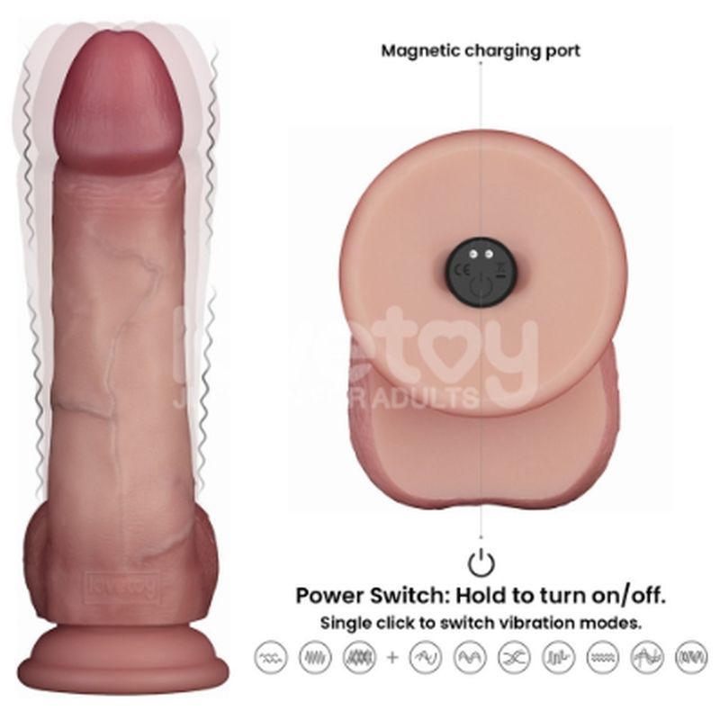 Lovetoy Vibrating Sliding Skin Pro II Silicone Dong Vibrating Dildos