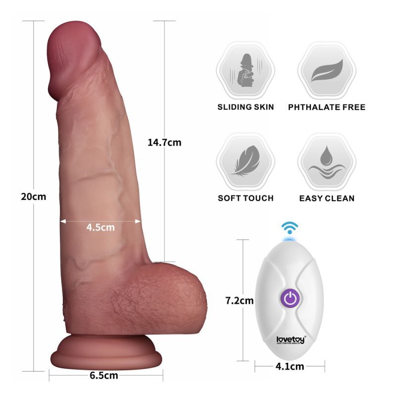 Lovetoy Vibrating Sliding Skin Pro II Silicone Dong Vibrating Dildos