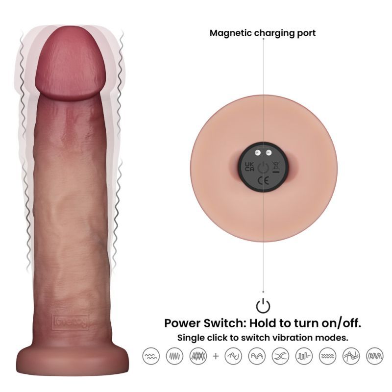 Lovetoy Vibrating Sliding Skin Pro II Silicone Dong Vibrating Dildos