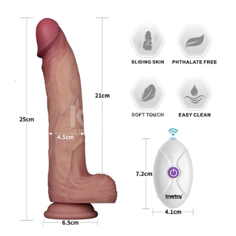 Lovetoy Vibrating Sliding Skin Pro II Silicone Dong Vibrating Dildos