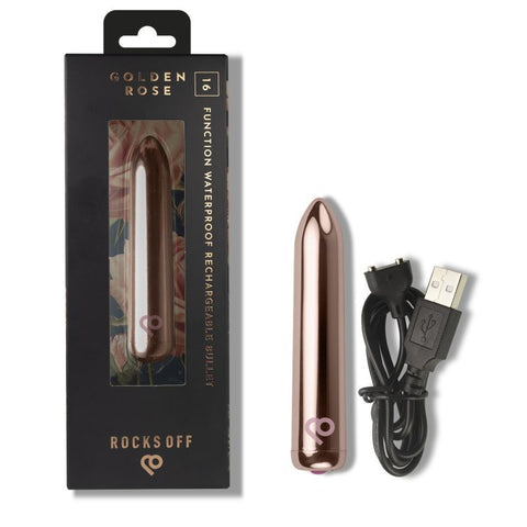 Rocks Off Golden Rose Rechargeable Bullet Vibrator - Bullet Vibrators