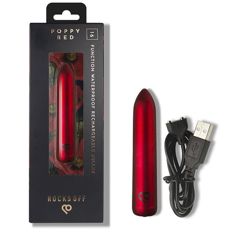 Rocks Off Poppy Red Rechargeable Bullet Vibrator - Bullet Vibrators