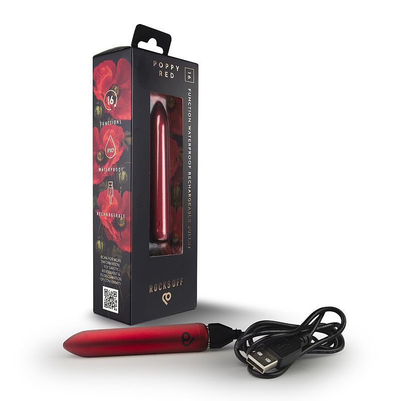 Rocks Off Poppy Red Rechargeable Bullet Vibrator Bullet Vibrators