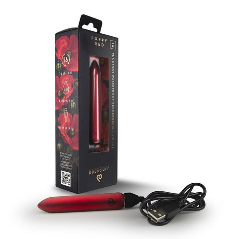 Rocks Off Poppy Red Rechargeable Bullet Vibrator - Bullet Vibrators