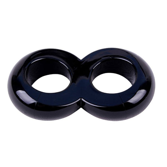 Chisa Duo Cock 8 Ball Erection Enhancer Penis Ring Black Stretchy Cock Rings