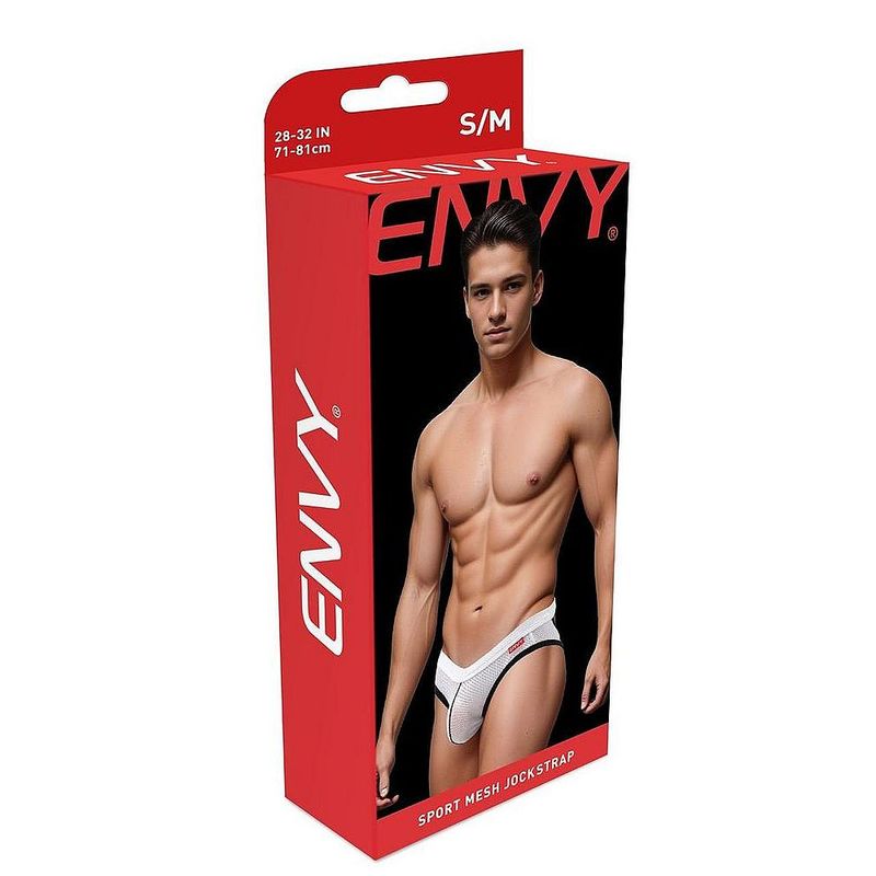 Envy Mens Sport Mesh Breathable Jockstrap White Jocks and G-Strings