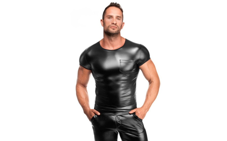 Noir Handmade Elastic Powerwetlook Vexen Tee Black - Mens Briefs And Boxers