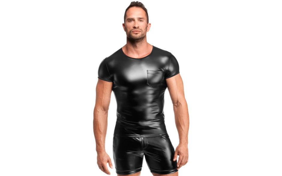Noir Handmade Elastic Powerwetlook Vexen Tee Black - Mens Briefs And Boxers