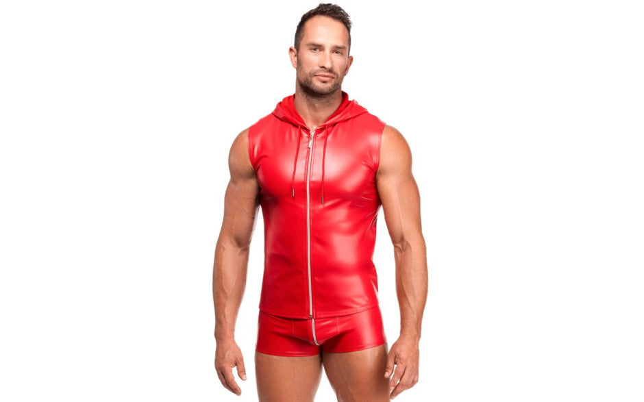 Noir Handmade Red Ignite Male Hooded Vest Mens Briefs And Boxers
