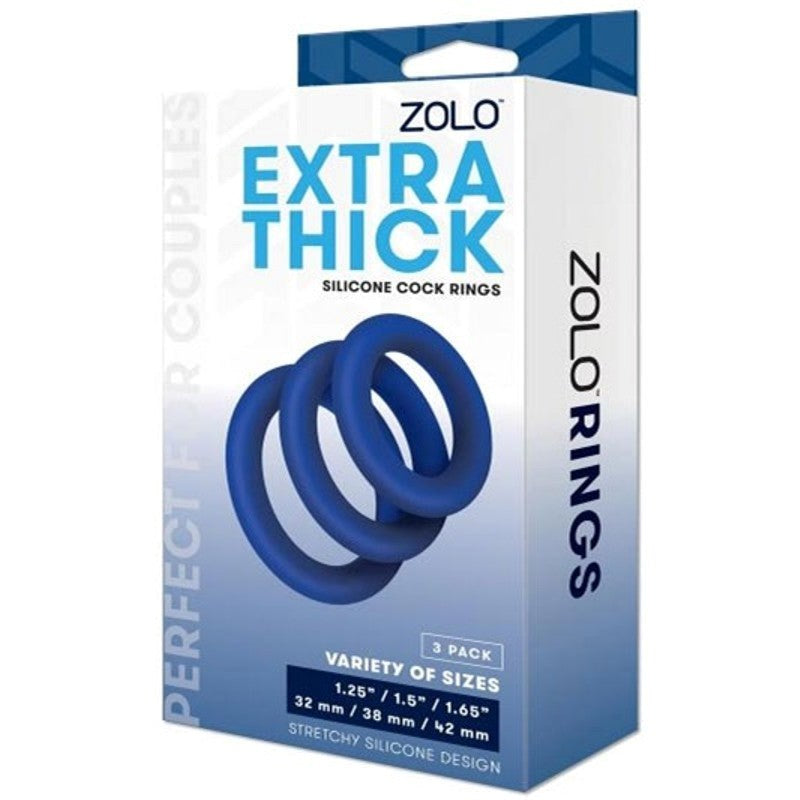 Zolo Extra Thick Silicone Cock Ring 3 pack Stretchy Cock Rings