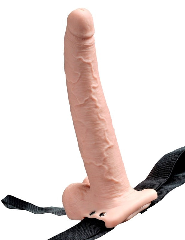 9 inch Hollow Rechargeable Strap-On with Balls Flesh Realistic Dildos