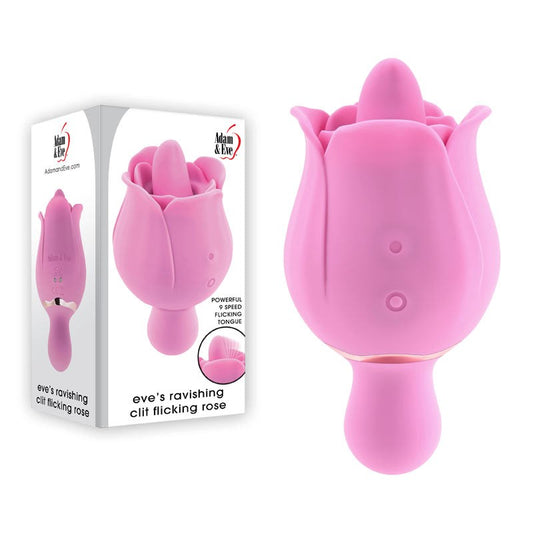 Adam & Eve's Dual-Ended Clit Flicking Rose - 9-Speed Bliss Finger and Tongue Vibrators