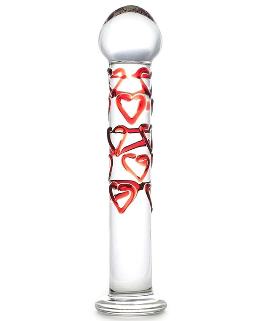 Adam & Eve Red Hearts Glass Dildo Glass Sex Toys