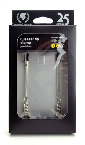 Adjustable Tweezer Clamps - Jewel Chain - Nipple and Clit Clamps