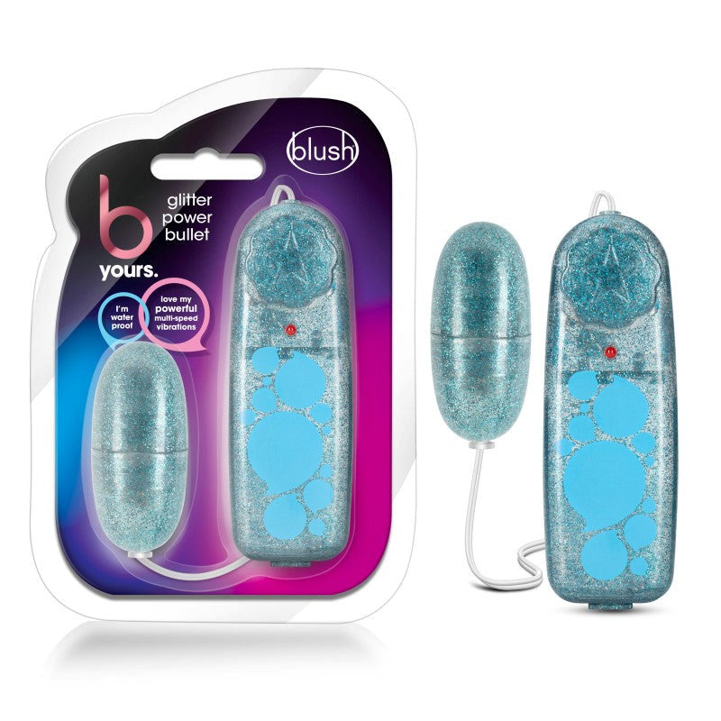 B Yours Glitter Power Bullet - Blue Bullet Vibrators