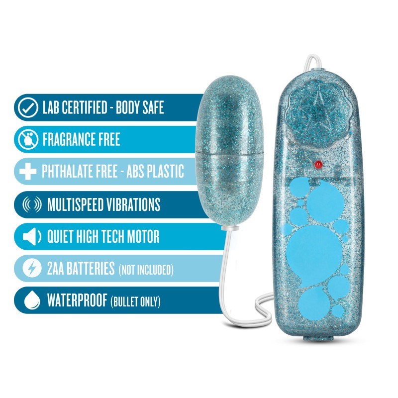 B Yours Glitter Power Bullet - Blue Bullet Vibrators