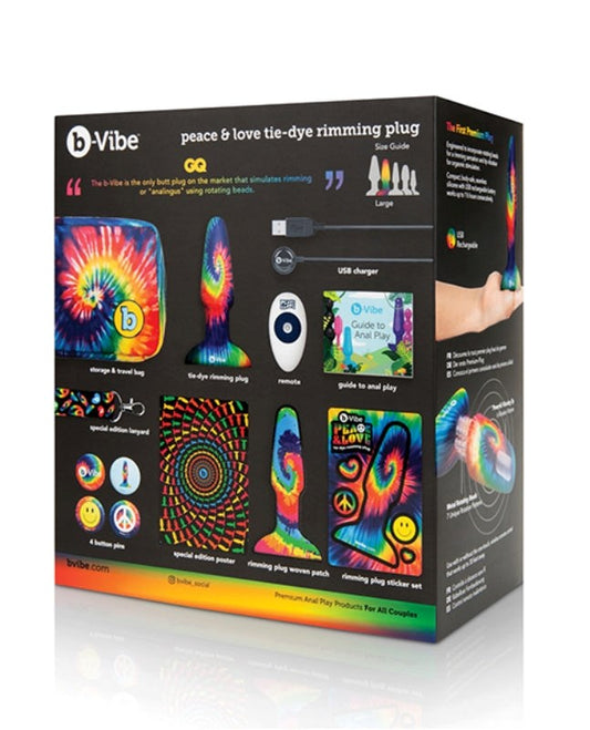 b-Vibe Peace and Love Tie-Dye Rimming Plug - Remote Control Vibrators