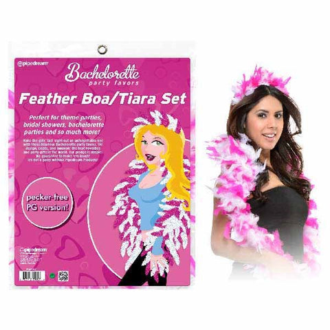 Pipedream Bachelorette Party Favors Feather Boa/Tiara Set - Sex Games, Coupons and Tricks