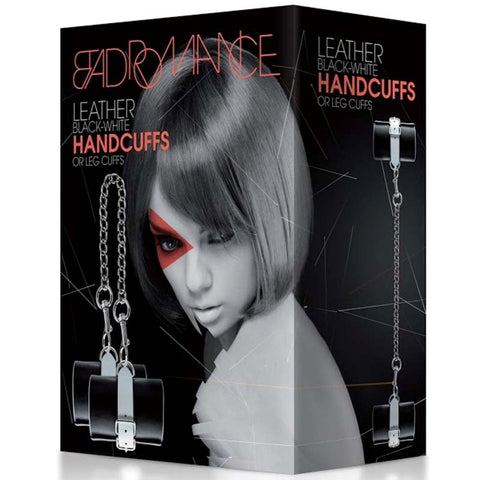 Bad Romance Leather Black & White Hand or Leg Cuffs - Cuffs and Restraints