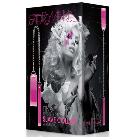 Bad Romance Pink Translucent Slave Collar with Velcro - Masks And Blindfolds