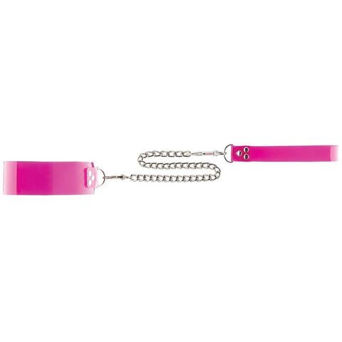 Bad Romance Pink Translucent Slave Collar with Velcro - Masks And Blindfolds