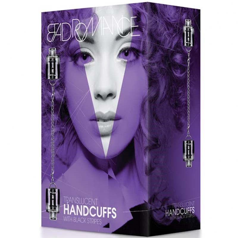 Bad Romance Translucent Handcuffs with Black Stripes Collars And Cuffs