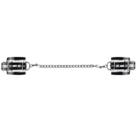 Bad Romance Translucent Handcuffs with Black Stripes - Cuffs and Restraints