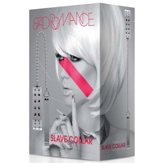 Bad Romance Translucent Slave Collar with Metal Nails - Collars and Leads