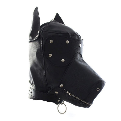 Bang Good Bondage Dog Hood Shiny Real Leather - Bondage Hoods