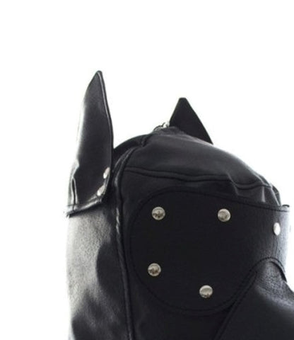 Bang Good Bondage Dog Hood Shiny Real Leather - Bondage Hoods