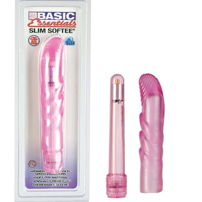 Basic Essentials Slim Softee Pink Waterproof Vibrators