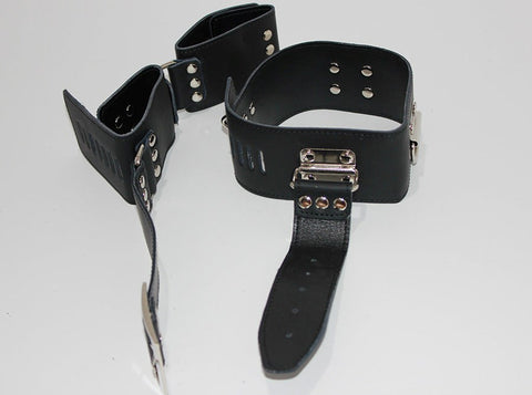BDSM Gear Leather Cuffs & Collar - Cuffs and Restraints