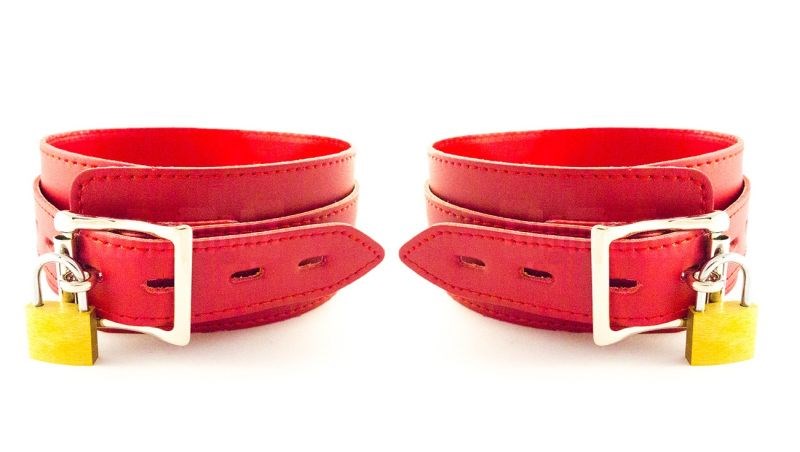 BDStyle Faux Leather Collar Adjustable Red Thick Collars and Leads