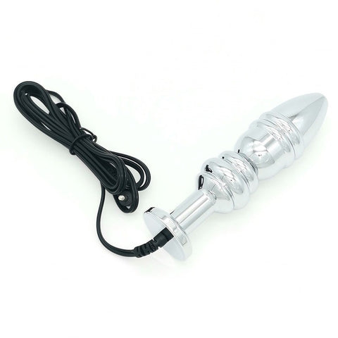 Bipolar Metal Electric Shock Butt Plug - M - Electro Sex